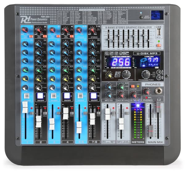 Power Dynamics PDM-S804 Scen Mixer 8 kanaler, BT, DSP/MP3