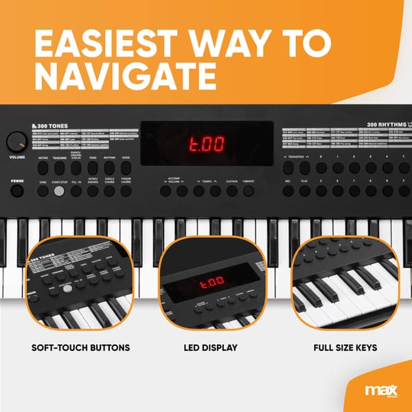 Max Rhapsody49 elektroniskt Keyboard med 49 tangenter