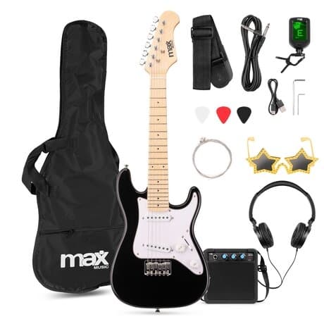 Max GigKit Junior Elgitarrpaket Svart 1/4