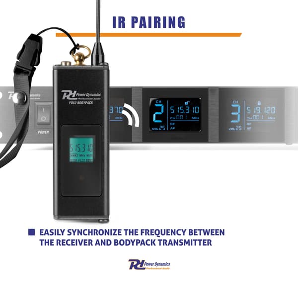 Power Dynamics PD524B UHF trådlös mikrofonset med 4 bodypack-mikrofoner