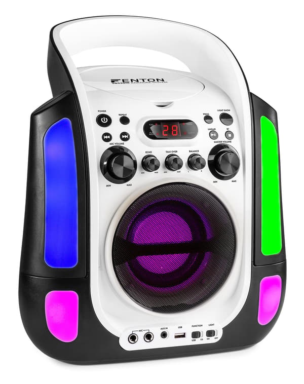 FENTON SBS30W Karioka System med CD och 2 Mikrofoner, vit