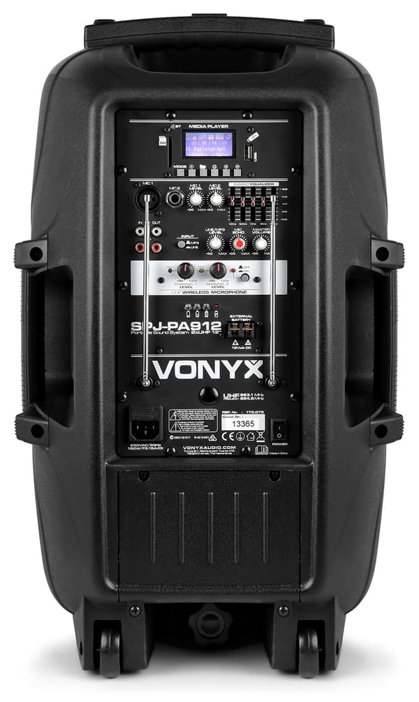 Vonyx SPJ-PA912 Mobile Amp ABS 12" 2 UHF