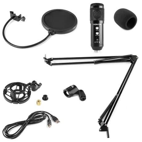 Vonyx CMS320B Studio Mmikrofon set USB svart förg med ekoeffekt