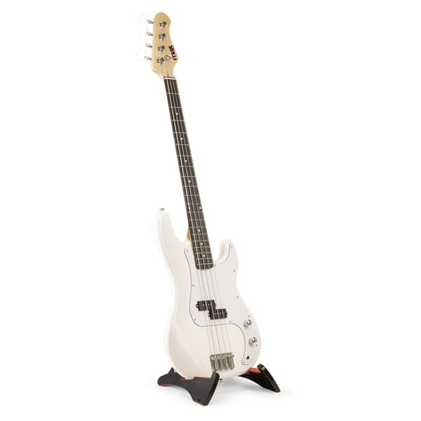 Max Gigkit Basgitarr med 40 Watts förstärkare - Gitarrstativ - Gitarrväska - Vit