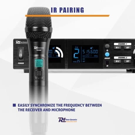 Power Dynamics PD522 UHF trådlös mikrofonset med 2 handhållna mikrofoner