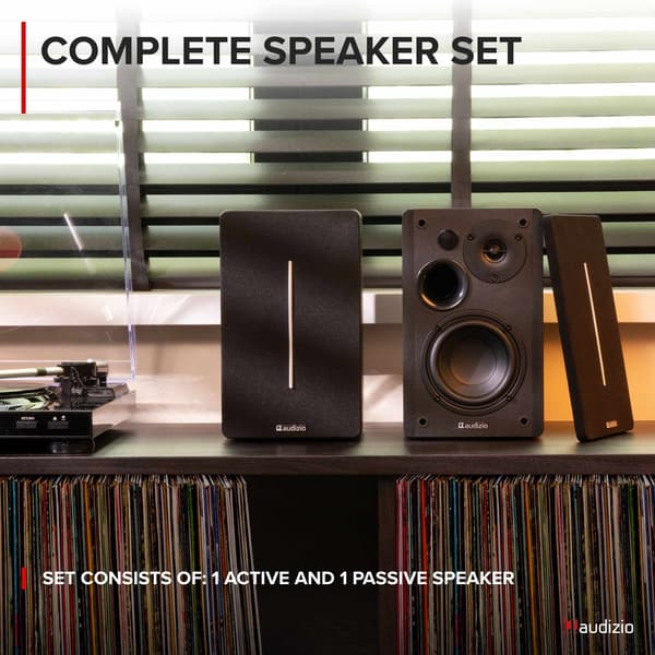 Audizio KS01B Active Bookshelf Speaker Set 120W BT Black
