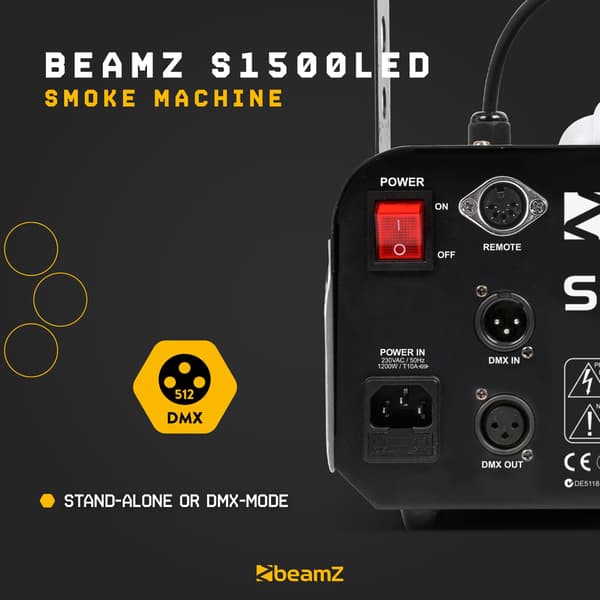 BeamZ S1500LED Rökmaskin 9x3W RGB DMX