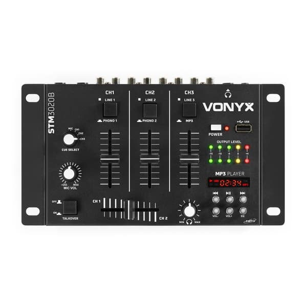 SkyTec- Vonyx STM-3020B 4 kanaler, USB/SD mixer svart