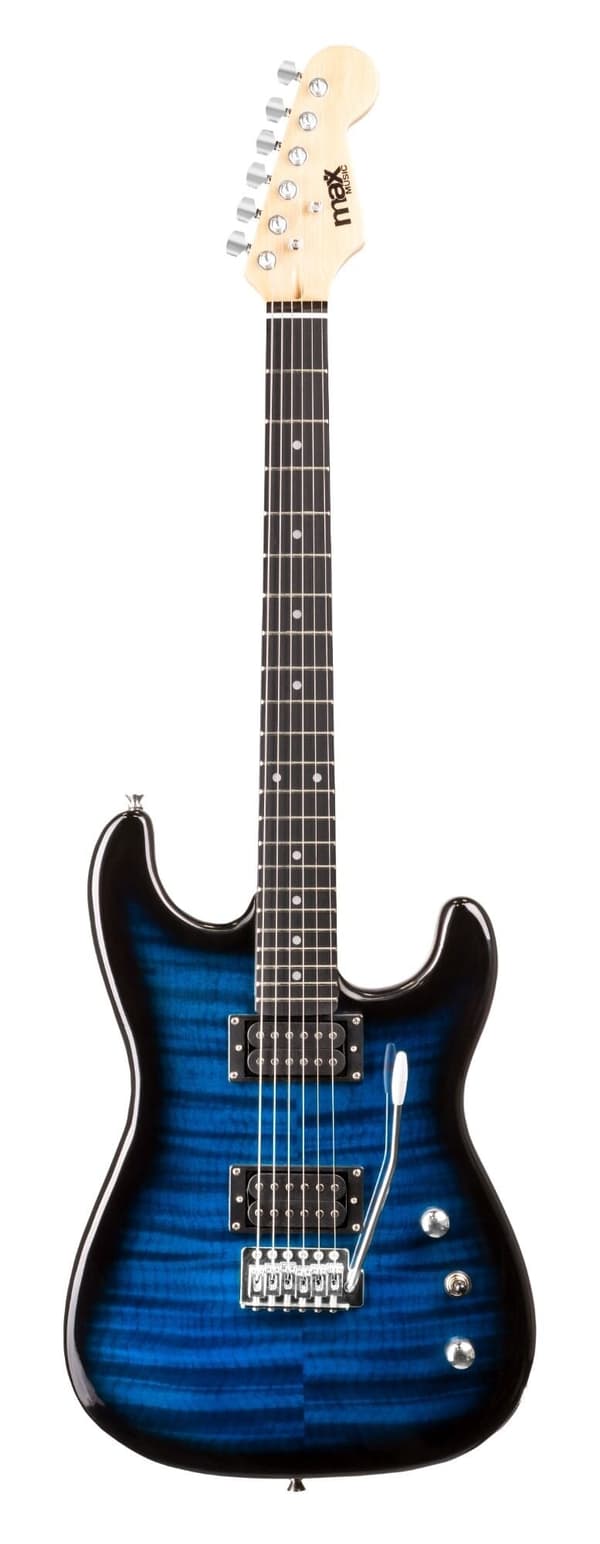 Max GigKit Superstrat Elgitarr med 40W Peak Effekt förstärkare och tillbehör - Mörkblå