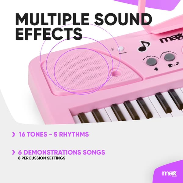 Max KD61P Elektroniskt Keyboard 61 Tangenter med Batteri – Rosa