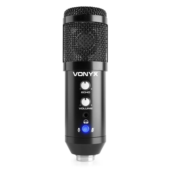 Vonyx CMS320B Studio Mmikrofon set USB svart förg med ekoeffekt