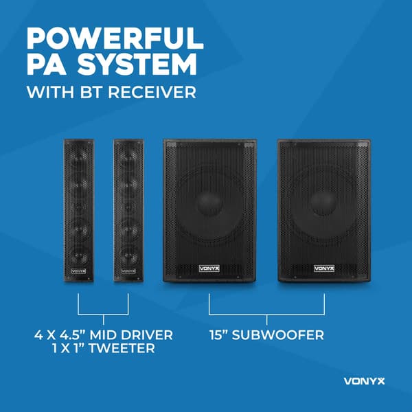 Vonyx VX1080BT Active Speaker Kit 2.2