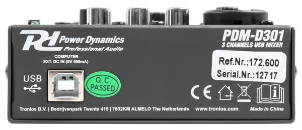 Power Dynamics PDM-D301 Mixer 3kanaler/EQ/USB