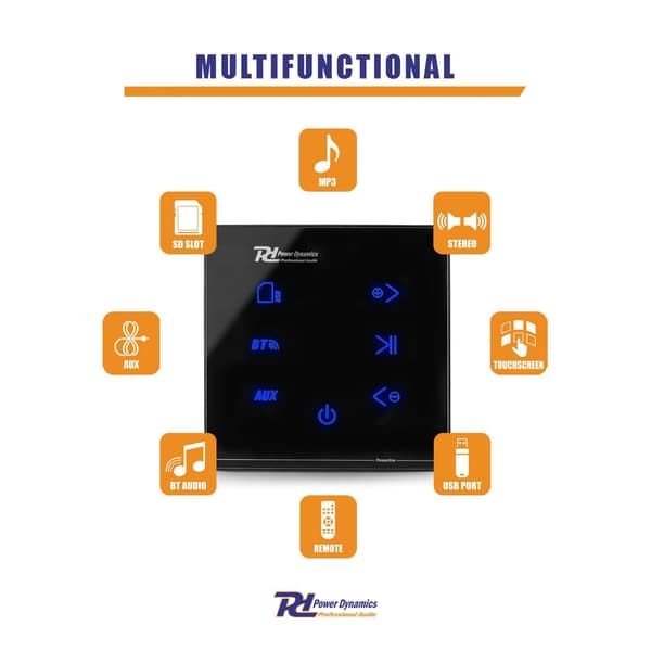 Power Dynamics Powerline A50B inbyggd förstärkare med Bluetooth - 2x 20W