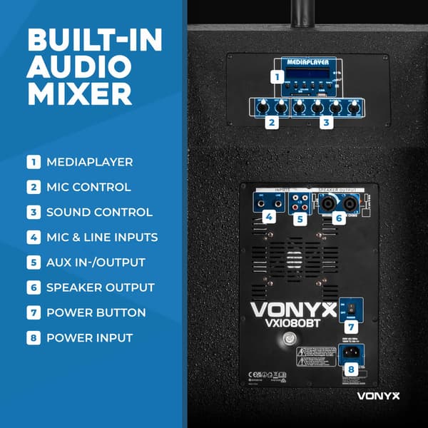 Vonyx VX1080BT Active Speaker Kit 2.2