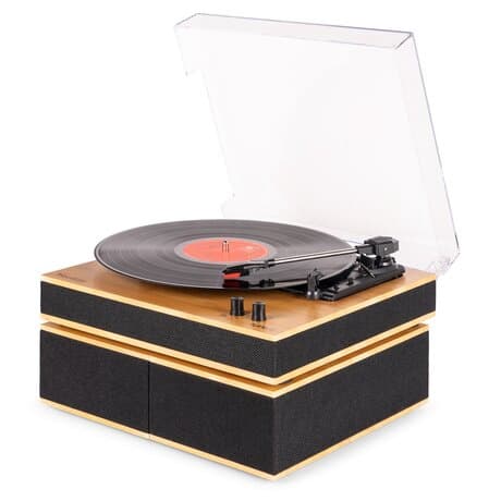 Audizio Tupelo Skivspelare med Högtalare Bluetooth Bambu