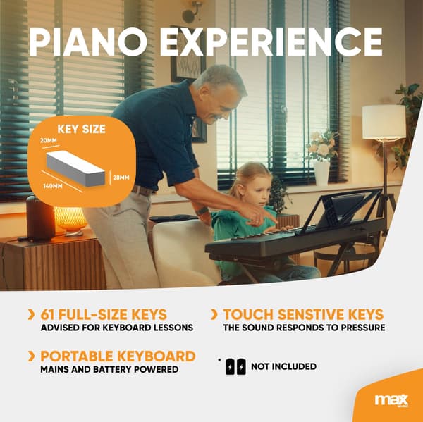 Max Rhapsody61M elektroniskt Keyboard 61-tangenters - Touch Sensitive skärm
