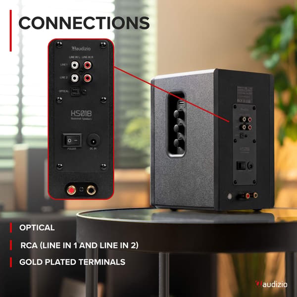 Audizio KS01B Active Bookshelf Speaker Set 120W BT Black
