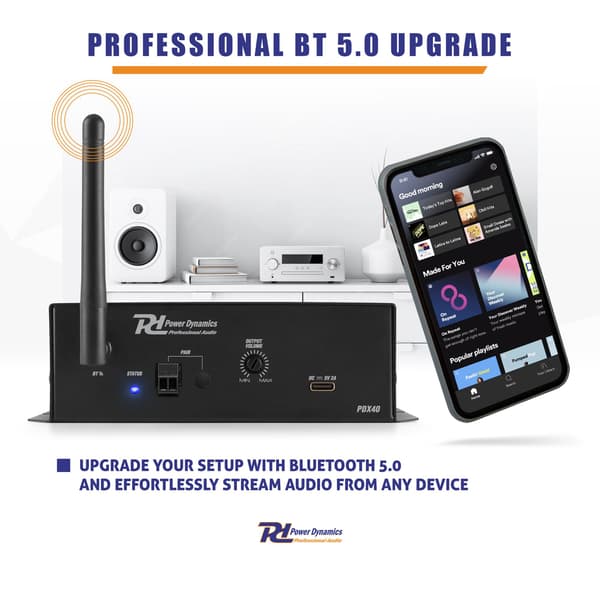Power Dynamics PDX40 Stereo Blutooth Audio Receiver