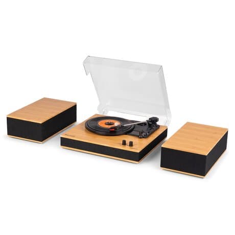 Audizio Tupelo Skivspelare med Högtalare Bluetooth Bambu