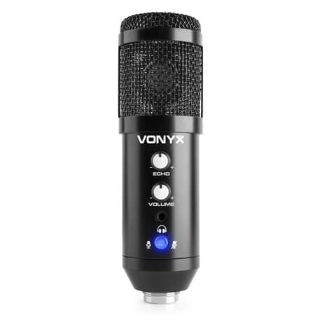 Vonyx CMS320B Studio Mmikrofon set USB svart förg med ekoeffekt