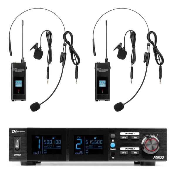 Power Dynamics PD522B UHF trådlös mikrofonset med 2 bodypack-mikrofoner