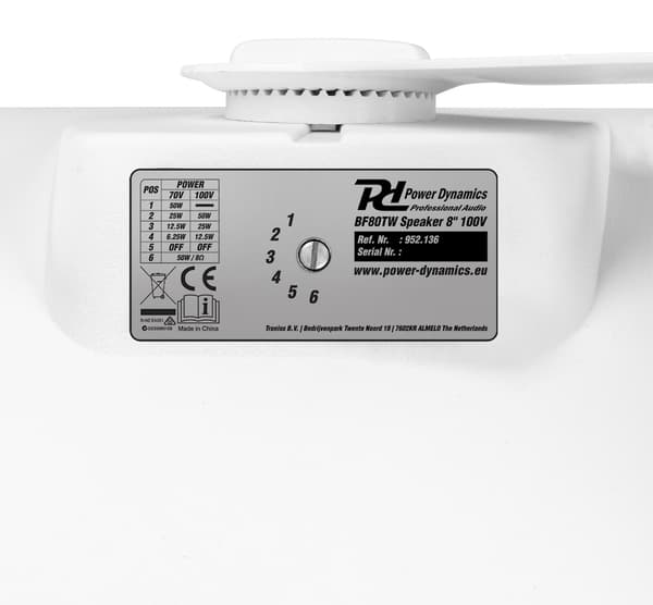 BF80TW In / utomhus högtalare 8", IPX5, Vit, 100V