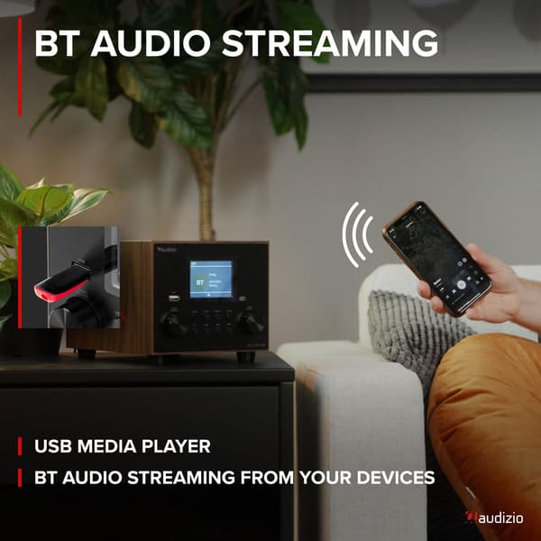 Audizio Vieste DAB+ Radio med Subwoofer - Trä