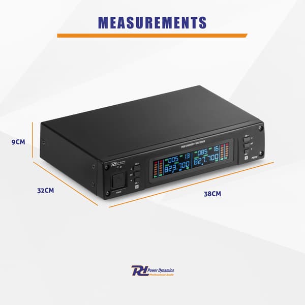 Power Dynamics PD220B 2x 80-kanals UHF trådlös mikrofon True Diversity System BP