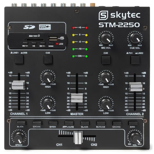 SkyTec- Vonyx STM-2250 Mixer, 4 kanaler, effekter, USB, MP3