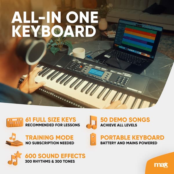 Max Rhapsody61 elektroniskt Keyboard 61-tangenter