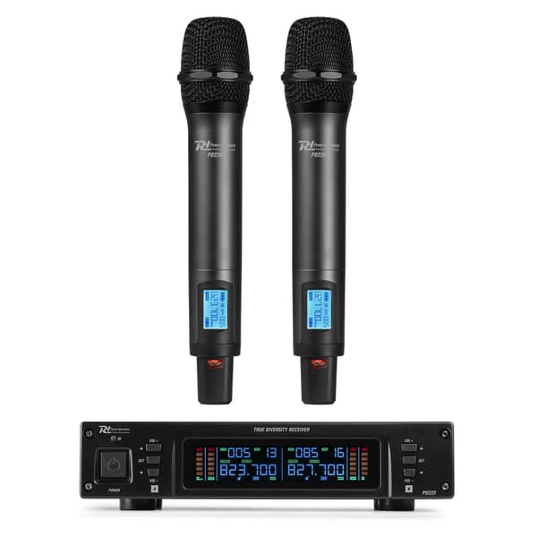 Power Dynamics PD220 2x 80-kanals UHF trådlös mikrofon True Diversity System HH