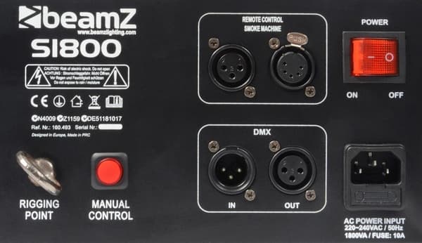 BeamZ S1800 DMX Rökmaskin DMX hor/vert