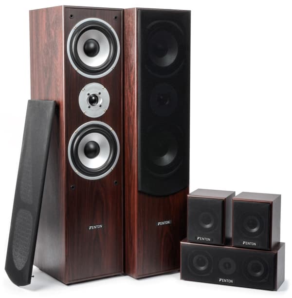 Fenton Bluetooth home cinema set with 5 speakers and 10 "subwoofer - Walnut