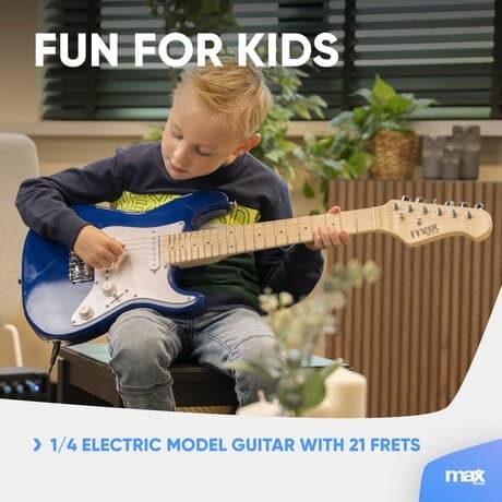 Max GigKit Junior Elgitarrpaket Blå 1/4