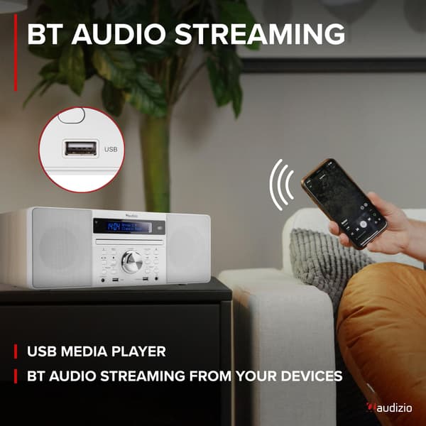 Audizio PRATO Allt i ett system CD, DAB+, Vit