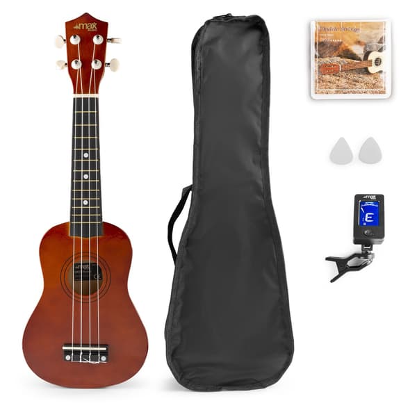 UKEY Ukulele set Soprano 21" Mörk Naturell
