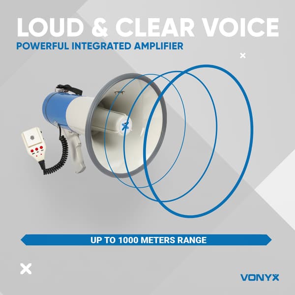 Vonyx MEG065 USB/SD, batt,inspelning,siren,mic