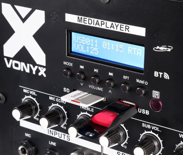 Vonyx VX880BT 2.1 Aktiv system, 15" bas+2 topp