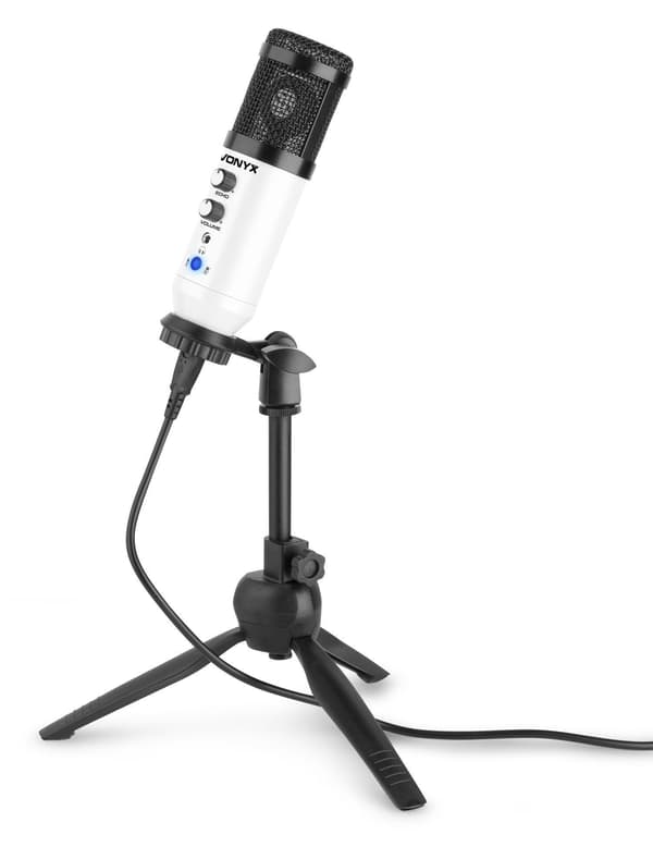 Vonyx CM320W USB Studiomikrofon med bordsställ - Vit