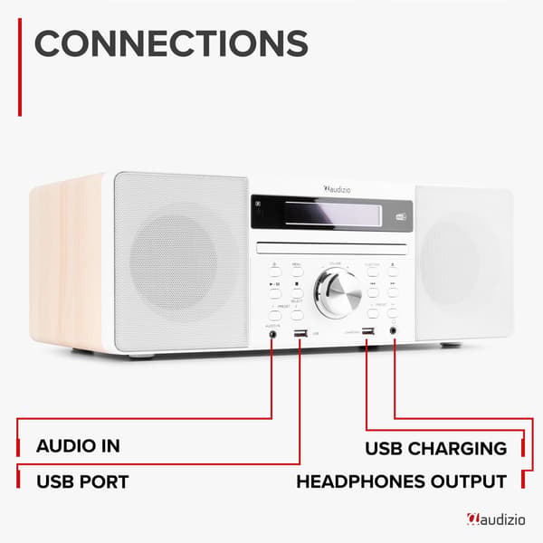Audizio PRATO Allt i ett system CD, DAB+, Vit