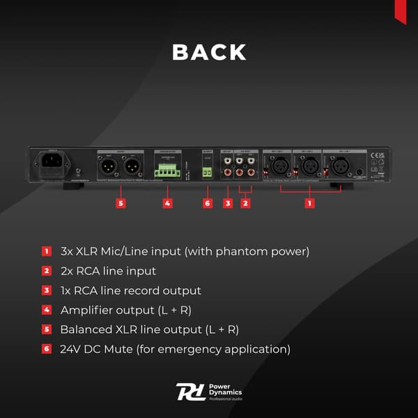 Power Dynamics PDC90 Mediaspelare med Förstärkare – DAB+/USB/BT/MP3