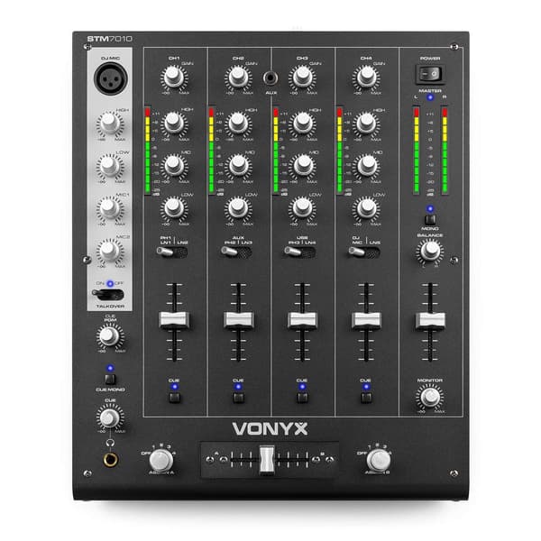 Vonyx STM-7010, Mixer 4 kanaler, DJ Mixer, USB