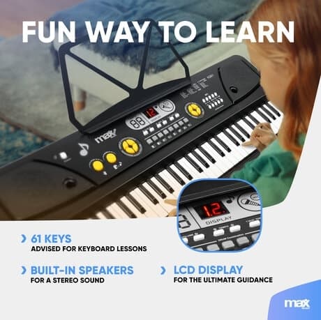 Max KD61 Elektroniskt Keyboard 61 Tangenter med Batteri
