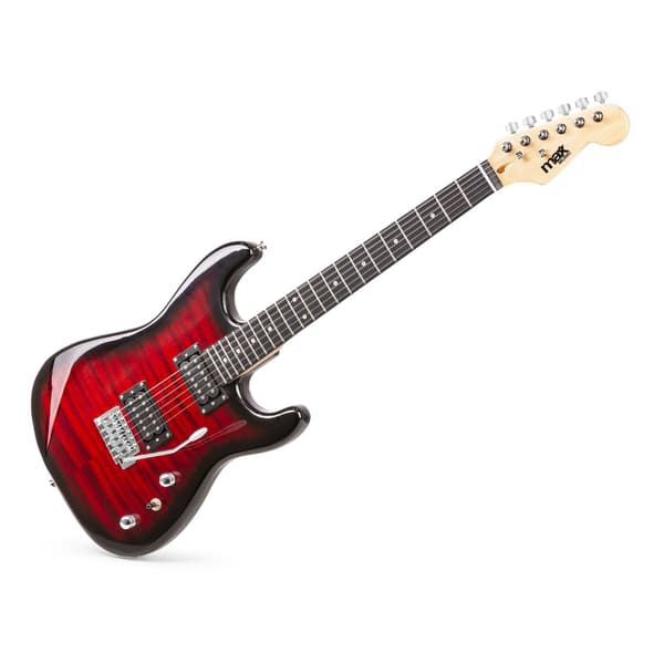 Max GigKit Superstrat Elgitarr med 40W Peak effekt förstärkare och tillbehör - Mörkröd