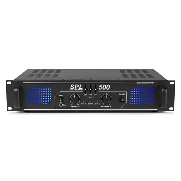 SPL 500 förstärkare 2x 250W Peak Effekt  EQ BLK