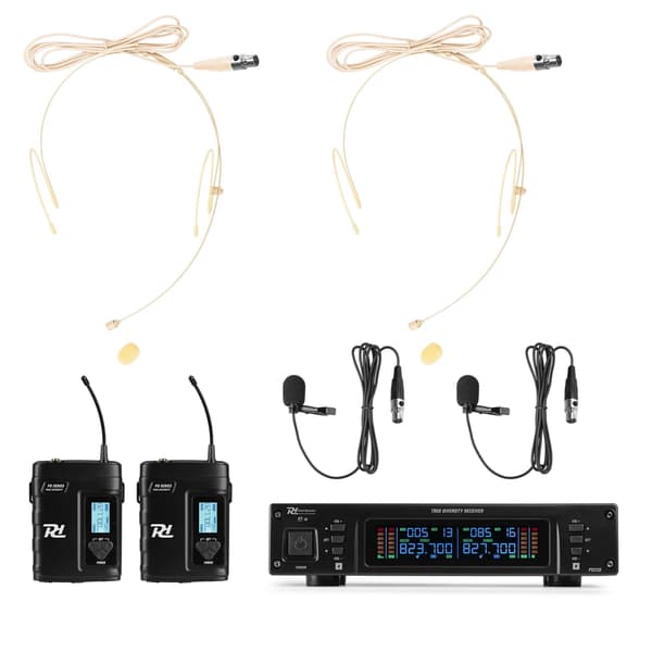 Power Dynamics PD220B 2x 80-kanals UHF trådlös mikrofon True Diversity System BP