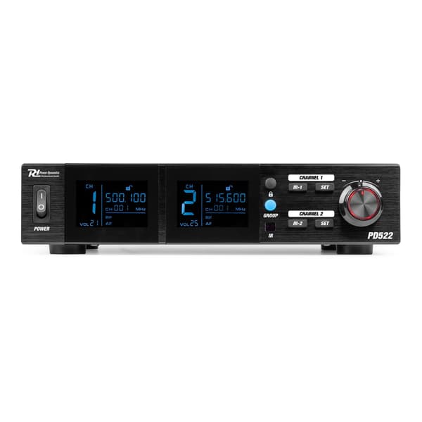 Power Dynamics PD522 UHF trådlös mikrofonset med 2 handhållna mikrofoner