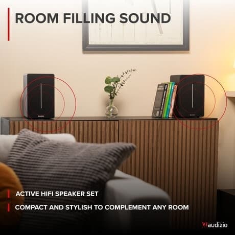 Audizio KS01B Active Bookshelf Speaker Set 120W BT Black