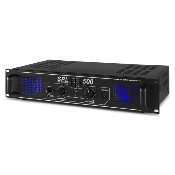 SPL 500 förstärkare 2x 250W Peak Effekt  EQ BLK